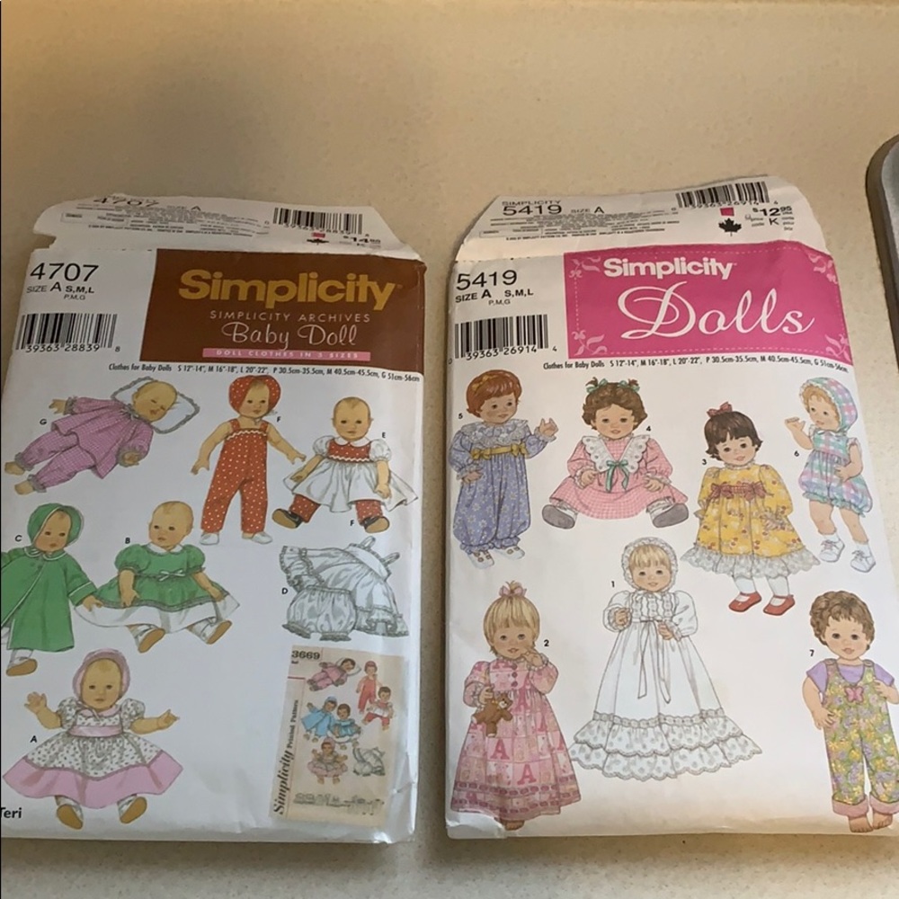 2 used Simplicity doll patterns